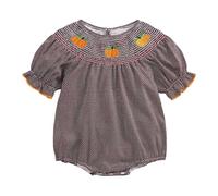 Kid Halloween Outfit Gymnastics Girls 2t Girls Bodysuits Baby Casual Short Sleeve Top with Pumpkin Embroidery and Collar for Toddler and Kids Preemie Outfits Girl (Coffee, 5-6 Years)