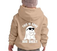 Kid Halloween Outfit Halloween Girls Hoodie Cute Graphic Long Sleeve Pullover Soft Sweatshirt Warm Kids Top Clothes for Autumn Winter Season (Khaki, 4-5 Years)
