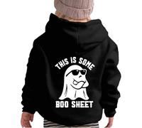 Kid Halloween Outfit Halloween Girls Hoodie Cute Graphic Long Sleeve Pullover Soft Sweatshirt Warm Kids Top Clothes for Autumn Winter Season (Black, 4-5 Years)