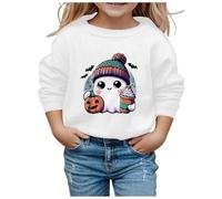 Kid Halloween Outfit Hoodie for Girls Crop Top Children Fashion Halloween Cute Printed Crew Neck Hoodless Long Sleeve Sweatshirt We Need Leaders Hoodie (White, 11-12 Years)