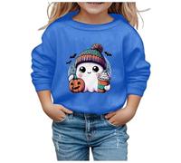 Kid Halloween Outfit Hoodie for Girls Crop Top Children Fashion Halloween Cute Printed Crew Neck Hoodless Long Sleeve Sweatshirt We Need Leaders Hoodie (Blue, 7-8 Years)