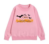 Kid Halloween Outfit Hoodie Zip up Toddler Halloween Girls Sweatshirt Fall and Winter Children's Warm Tops Cozy Letter Bat Patterns Toddler Fleece Pullover Girl (4-5 Years) Pink
