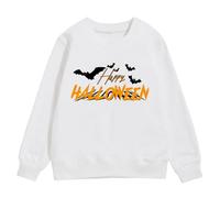 Kid Halloween Outfit Toddler Girl Apparel Halloween Girls Sweatshirt Fall and Winter Children's Warm Tops Cozy Letter Bat Patterns Hoodies for Teen Girls Cat Ears (White, 8-10 Years)
