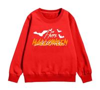 Kid Halloween Outfit Toddler Girl Apparel Halloween Girls Sweatshirt Fall and Winter Children's Warm Tops Cozy Letter Bat Patterns Hoodies for Teen Girls Cat Ears (Red, 5-6 Years)