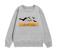 Kid Halloween Outfit Toddler Girl Apparel Halloween Girls Sweatshirt Fall and Winter Children's Warm Tops Cozy Letter Bat Patterns Hoodies for Teen Girls Cat Ears (Grey, 5-6 Years)