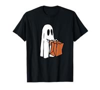 Kid in Bed Sheet Ghost Costume Trick-or-Treat Design T-Shirt
