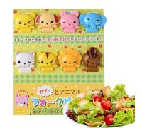 Kid Lunch Animal Picks,Tiny Food Forks, Appetizer Forks Cartoon - Appetizer Forks, Cocktail Salad Fruit Forks - Decorations Set for Baby Showers and Kids Parties Fukamou