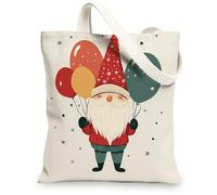 Kid Merry Christmas Gnome Canvas Tote Bag for Shopping 13 * 15, Cartoon Fun Xmas Reusable Grocery Bag for Women, Holiday New Year Aesthetic Painting Gift Decor