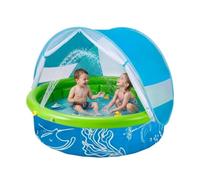 kid Paddling Pool With Sun Shade UPF50+ - 100x30cm PaddlingPool For Kids And Dogs With Canopy, Foldable Large Kids PaddlingSwimming Pool With UV Protection, Portable popup Beach Tent For Garden