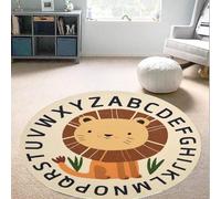 Kid Rugs Animal Play Rug 39.4" Round Lion Play Mat Soft Alphabet Educational Area Rug Nonslip Circle Baby Crawling Mat for Boys Girls Carpet for Kids Playroom Nursery