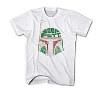 Kid ´S T-Shirt Boba Fett Text Type Helmet Star Movie Wars Cinema - White, 122/128