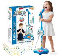 Kid Star Microphone, 2026 New The All-in-One Microphone Toy with Stand Adjustable, Colorful Lights & Speaker, Childs Karaoke Machine, Portable Karaoke Machine for Kids (Pink)