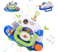 Kid Steering Wheel Toy Keys Pretend Play Driving Interactive Educational Baby Musical Toys with Sound Light and Music Roleplay Learning Sensory Toy for Boy Girl