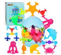 Kid Suction Toys for 3 Year Olds, 50 Pcs Sensory Sucker Toy with Storage Eggshell, Toddler Travel Window Stress Release Game, Children Gifts for Boys Girls Age 4-8, Birthday Christmas Easter