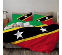 Kid Teens Saint Kitts And Nevis Flag Duvet Cover Double Size - 3D Flag Decor Bedding Set Ultra Soft Comforter Covers for Adult Children, Modern Red Black Green Quilt Cover