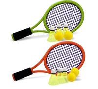 Kid Tennis Racket with Bag,Plastic Racquet Include 4 Foam Ball,6 Badminton shuttlecocks for Children (Over 3 Years Old),Toddler Outdoor/Indoor Sport Play (Dark Orange&Green)
