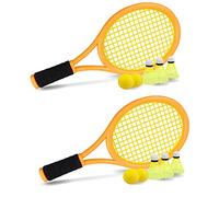 Kid Tennis Racket with Bag,Plastic Racquet Include 4 Foam Ball,6 Badminton shuttlecocks for Children (Over 3 Years Old),Toddler Outdoor/Indoor Sport Play (Orange&Green)