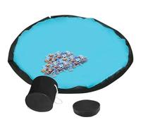 Kid Toy Storage Organizer with Play Mat Drawstring Toy Storage Bucket Toy Storage Bag and Play Mat Toy Storage Bin Hard Cube Storage Basket Toy Storage Organizer for Building Block, Car, Doll (blue)