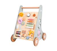 Kid Trainer - Wooden Push Walker, 13x5in Adjustable Handle Support, Quiet Stable Design with Balance Control, Indoor Practice Learning with Motor Skill, Boys Girls Children Classroom Home Daily Fun