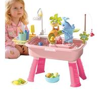Kid Water Table | Beach Outdoor Toys,4-in-1 Sink Toy with Electric Faucet Educational Pretend Play for School Garden Camping Playhouse Girls Backyard Beach Travel Birthday Picnic