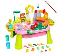 Kid Water Table | Sand and Water Toy Set with Electric Pump,Educational Pretend Play Fishing Game Sensory Toy for Ages 3-8 Boys Girls Travel Beach Birthday Backyard Daycare Camping School Picnic