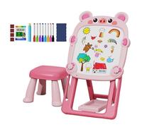 Kid Writing Board,Adjustable Magnetic Whiteboard Toddler Drawing Chalkboard - Foldable Bracket Magnetic Chalk Board and White Board Easel for Kids
