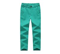 KID1234 Kids Boys Trousers Children's Uniform Chino Long Pants Casual Trousers - Adjustable Waistband Green