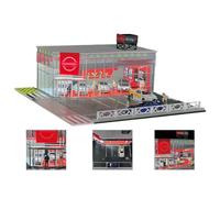 Kidaromo 1:64 Japanese Car Showroom Model Building, Miniature Style Display Scene with Lighting, Sliding Door & Parking Zones, Custom Diorama for Diecast Car Collectors, Gift for Car Fans