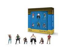Kidaromo 1:64 Mechanic Figure Set， 6-Piece Miniature Figurines for Garage Dioramas & Diecast Car Repair Shop Scenes， Accessory Kit for Model Displays