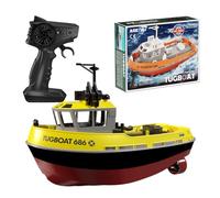 Kidaromo 1/72 RC Tugboat, 2.4G 8KM/H RC Electric boat with Turbojet Pump, Collision Protection & Auto-Capsize Reset, Outdoor Waterproof Racing Boats for Pools & Lakes, Summer Gift for Adults