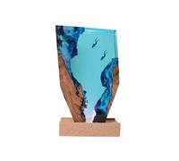 Kidaromo Ocean Epoxy Resin Lamp, 3D Resin Ocean Animal Figures Night Light with Wooden Base, Handmade Diver Desktop Ambient Lamp, Deep Sea Decor Gift for Room, Office & Diving Lovers