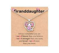 Kidbbi Brave, Strong & Loved - Axolotl Necklace Gifts for Daughter Granddaughter, Stainless Steel, No Gemstone