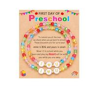 Kidbbi First Day of Preschool/Kindergarten Gifts for Girls Kids, Beautiful Colorful Bead Elastic Bracelets Back to School Gifts, 7.08inches, no gemstone