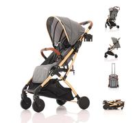 Kidcol Travel Stroller | Pram Pushchairs and Compact Strollers for Toddlers Up to 4 Years | Baby Buggy Lightweight Stroller for Travel | Footrest & Cup Holder (Light Grey)