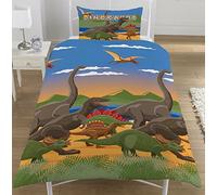 KidCollection Dinosaur World Dino Herd Single/Double Reversible Duvet Cover Bed Set Jurassic (Single Duvet Cover)