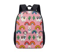 Kidcore Llama & Rainbow Backpack for Girls Boys - Whimsical Pastel Desert Aesthetic School Bag