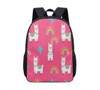 Kidcore Llama & Rainbow Backpack for Girls Boys - Whimsical Pastel Desert Aesthetic School Bag