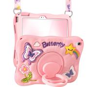 Kidcube for iPad 10th Generation Case 10.9 Inch 2022, for iPad A16 Case 11th Generation 2025 - for Girls Cute Girly Kawaii 3D Butterfly Design Cover with Rotating Stand & Strap Unique Silicone Cases