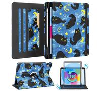 Kidcube for iPad 10th Generation Case 2022, for iPad (A16) Case 11th Generation 2025 - for Women Girls Cute Rotating Stand Folio Cover with Pencil Holder & Card Slot Girly Cat Design Blue Teen Cases