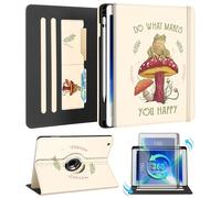Kidcube for iPad 9th/8th/7th Generation Case 10.2 Inch - for Women Girls Kids Cute Rotating Stand Folio Cover with Pencil Holder & Card Slot Cool Frog Mushroom Design for iPad 9th/8th/7th Gen Cases