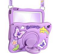 Kidcube for iPad Mini 4 Case, for iPad Mini 5 Case 2015/2019 - Girls Cute Kawaii Girly 3D Purple Butterfly Design Cover with Rotating Stand & Strap Silicone Teen for iPad Mini 4th/5th Generation Cases