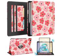 Kidcube for Samsung Galaxy Tab A9 Plus Case 11 Inch - for Women Girls Cute Rotating Stand Folio Cover with Pencil Holder & Card Slot Girly Kawaii Floral Flower Design for Samsung A9 Plus Tablet Cases
