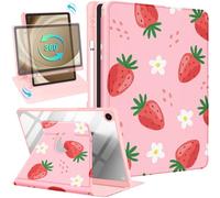 Kidcube for Samsung Galaxy Tab A9 Plus Case 11 Inch for Women Girls Kid Cute Folio Cover with Pencil Holder Girly Strawberry Pretty Design Rotating Stand for Tab A9 Plus Tablet Case SM-X210/X216/X218