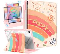 Kidcube for Samsung Galaxy Tab S6 Lite Case 10.4 Inch 2022/2020 for Women Girls Cute Folio Cover with Pencil Holder Rainbow Kawaii Girly Rotating Stand Tablet Cases Tab S6 Lite SM-P610/P613/P615/P619