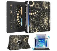 Kidcube iPad 9th/8th/7th Generation 10.2 Inch Case, Cute Rotating Stand Folio Case with Pencil Holder and Card Slot Sun Moon Stars Teens Unique