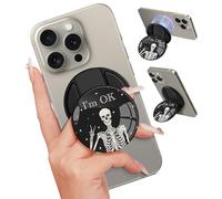 Kidcube Magnetic Phone Grip Compatible with Magsafe - Cell Phone Grip Stand Finger Ring Holder Magnet Kickstand Removable Accessories for iPhone 16 Pro Max/16/15/14/13/12 Series Cute Funny Skull