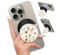 Kidcube Magnetic Phone Grip Compatible with Magsafe - Cell Phone Grip Stand Finger Ring Holder Magnet Kickstand Removable Accessories for iPhone 16 Pro Max/16/15/14/13/12 Series Cute Bee Flowers