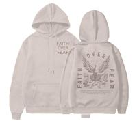 KIDDAD Faith Over Fear Hoodie for Women Christian Inspirational Graphic Sweatshirts Religious Saying Pullover Sweater, Apricot, Medium