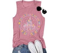 KIDDAD Magic Kingdom Tank Tops for Women: Magical Shirts Fairy Castle Shirt Family Vacation Vest Summer Sleeveless Tops, Pink, S