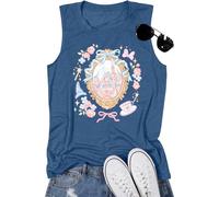 KIDDAD Magic Kingdom Tank Tops for Women: Magical Shirts Fairy Castle Shirt Family Vacation Vest Summer Sleeveless Tops, Blue-2, L
